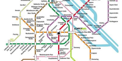 Mačka vlak city airport train Viedeň mapu