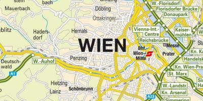 Mapa zobrazuje Viedeň