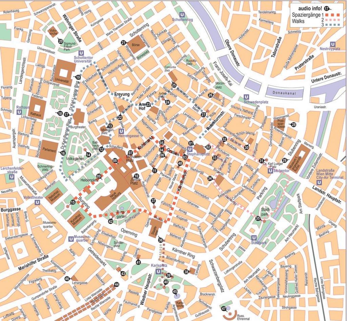 Mapa Rakúska centra Viedeň