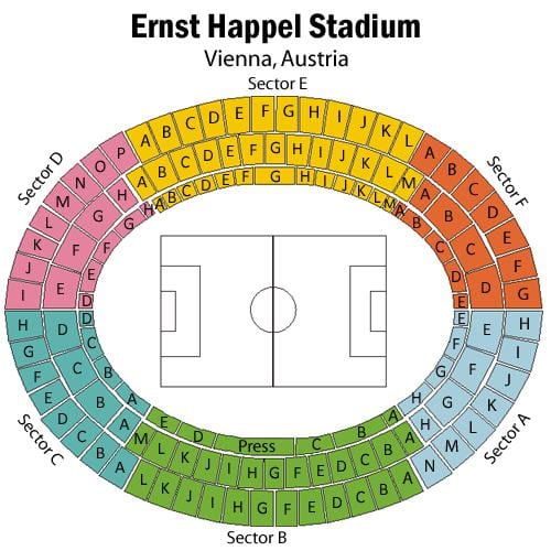 Mapa ernst happel štadióne