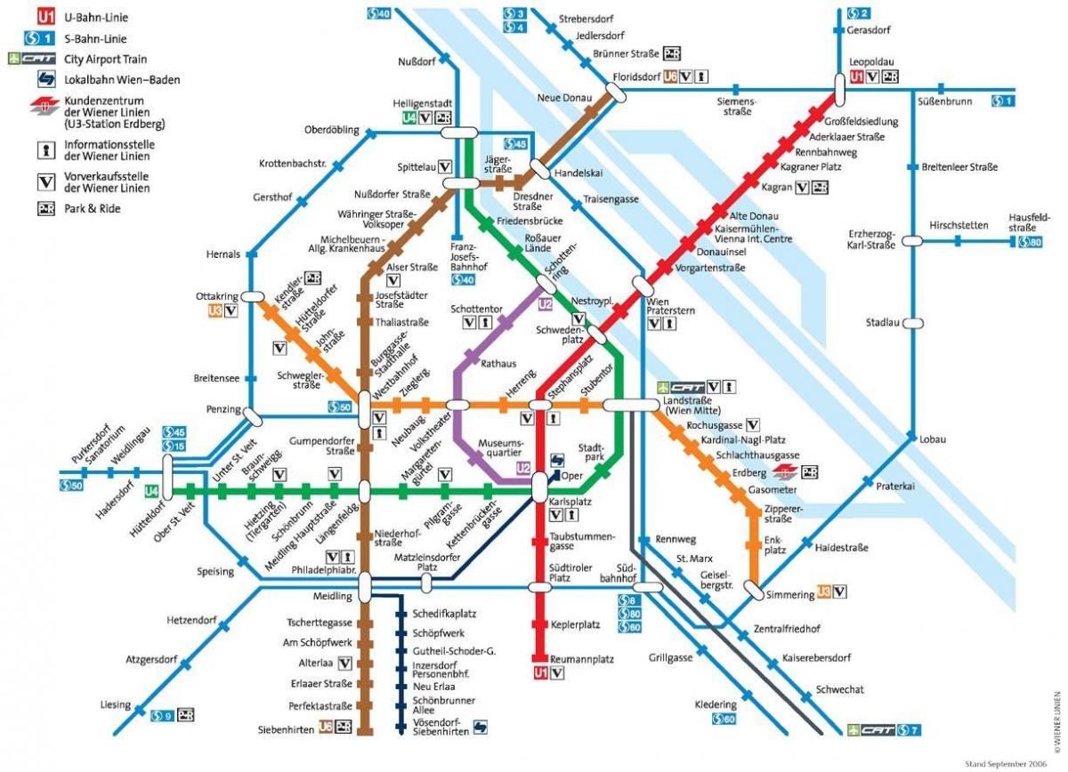 Viedeň metro mapu v plnej veľkosti