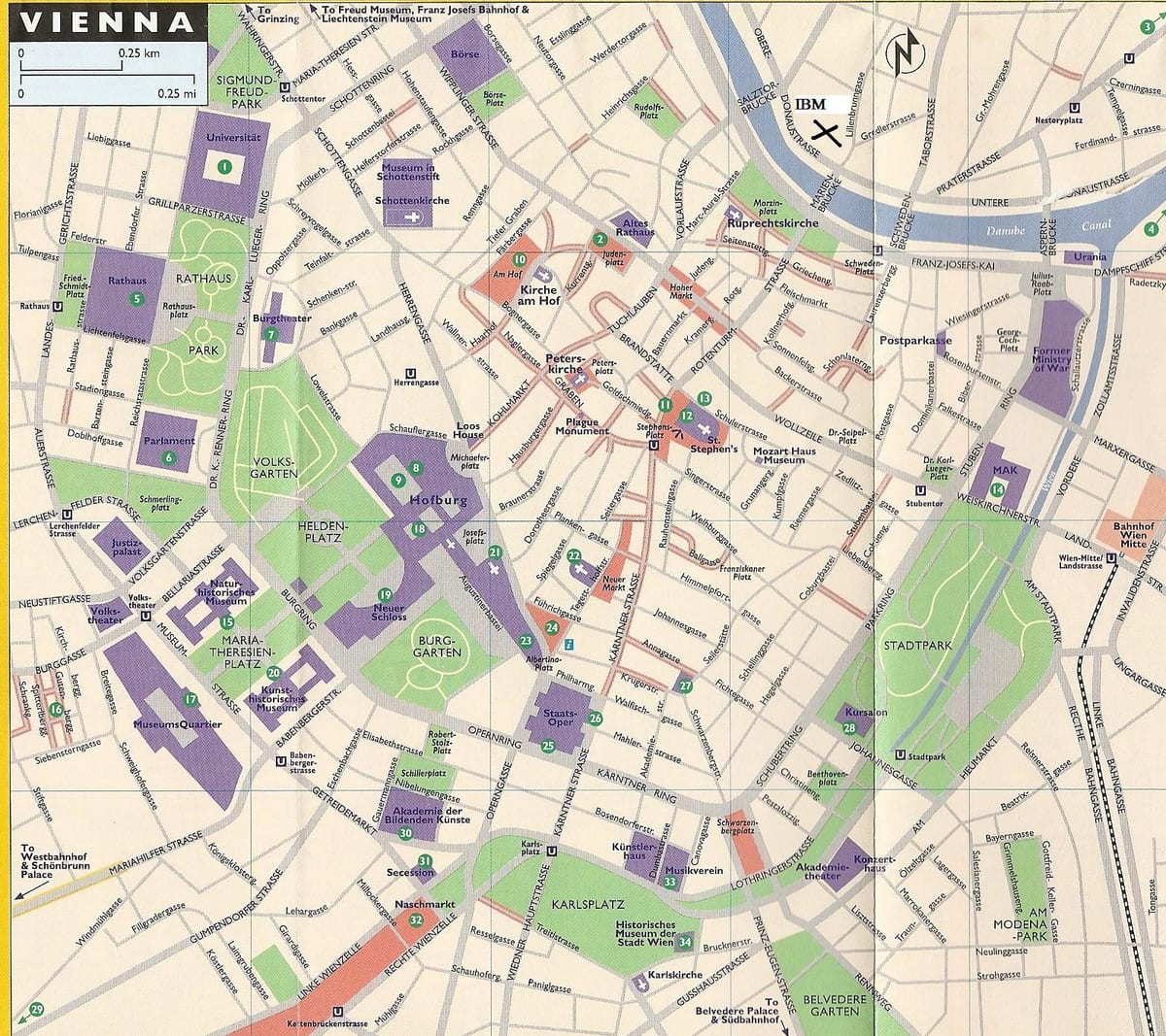 Mapa obchodných domoch vo Viedni