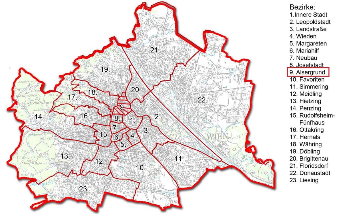 Wien bezirk mapu