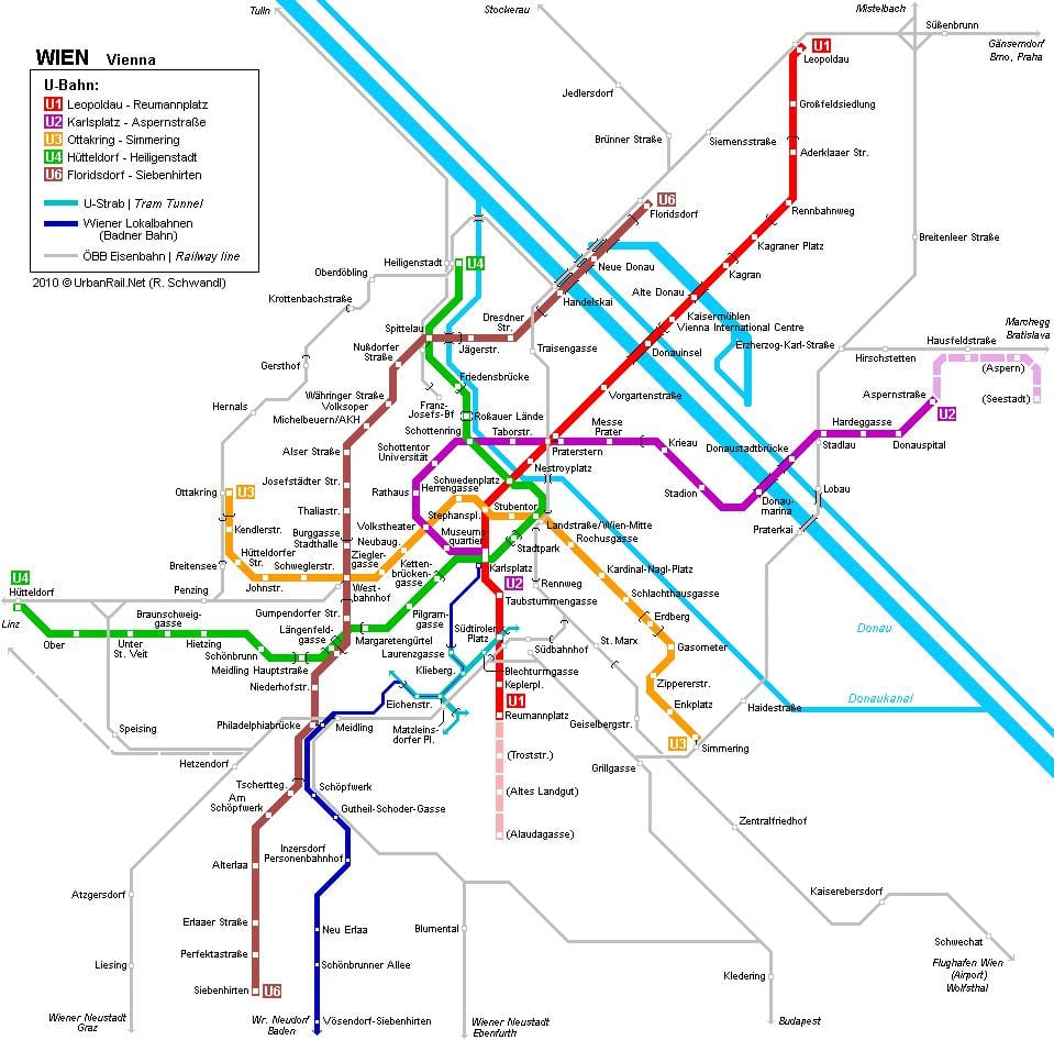 Viedeň metro mapu hauptbahnhof