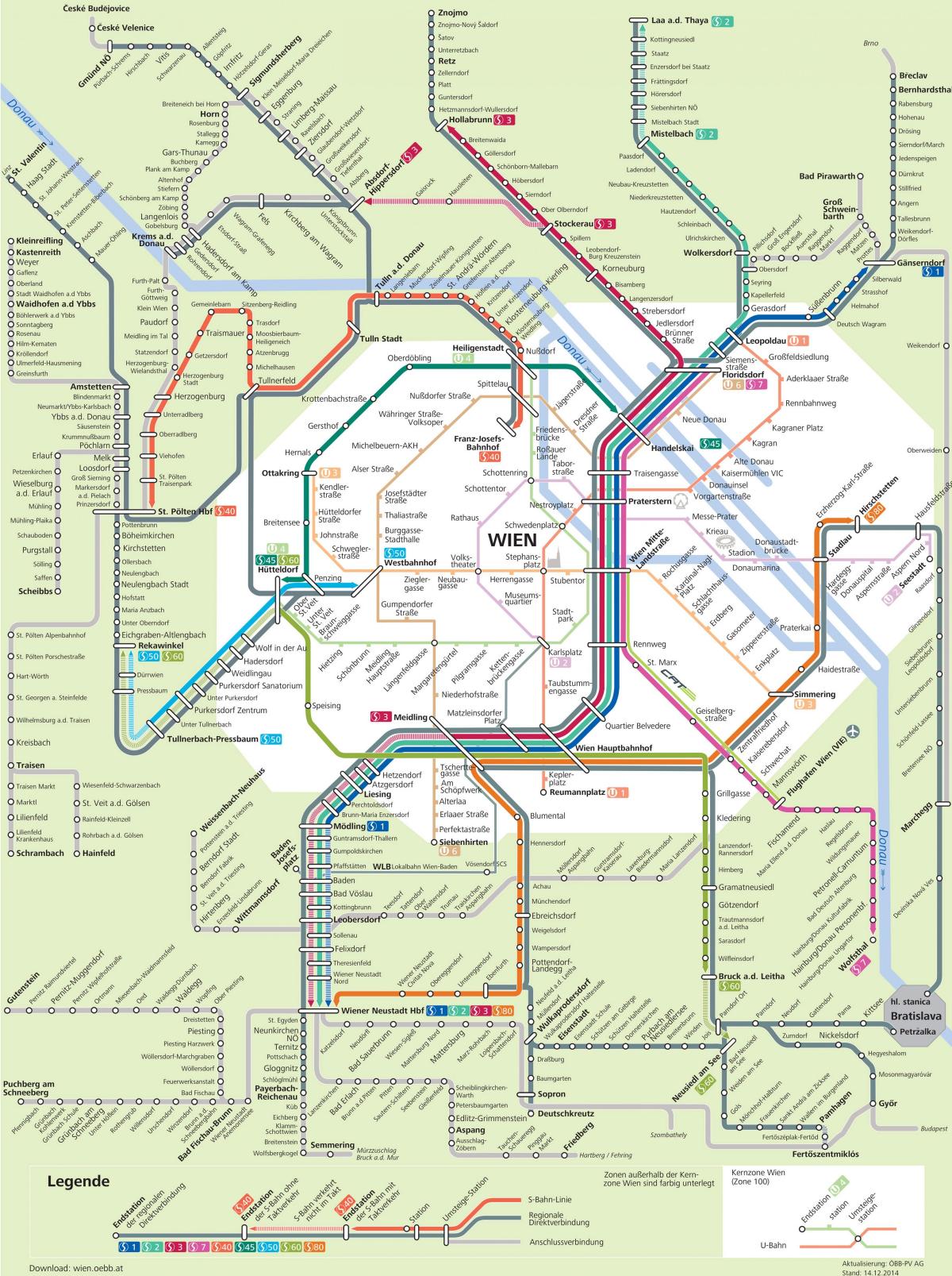 Viedenská mestská doprava mapu