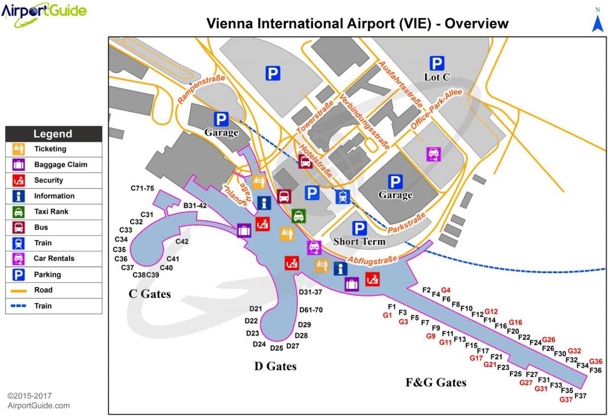 Mapa Viedeň letisko určenia