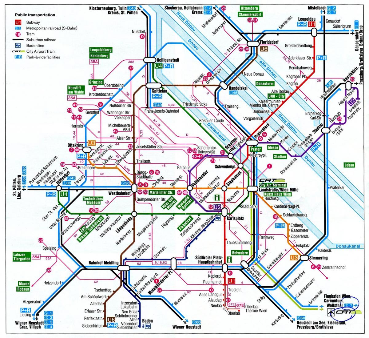 Mapa Viedeň Rakúsko vlak
