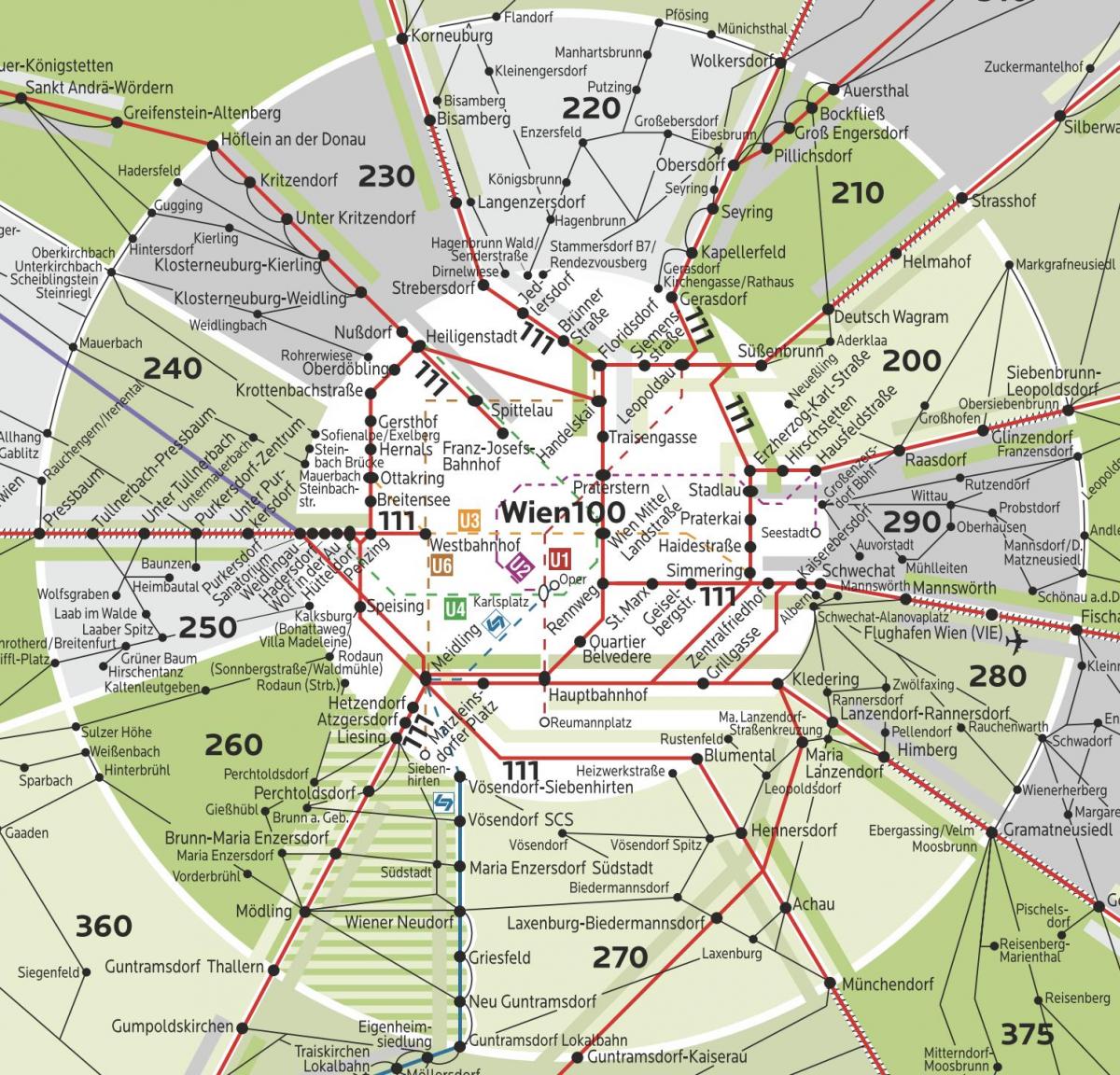 Wien zóny 100 mapu