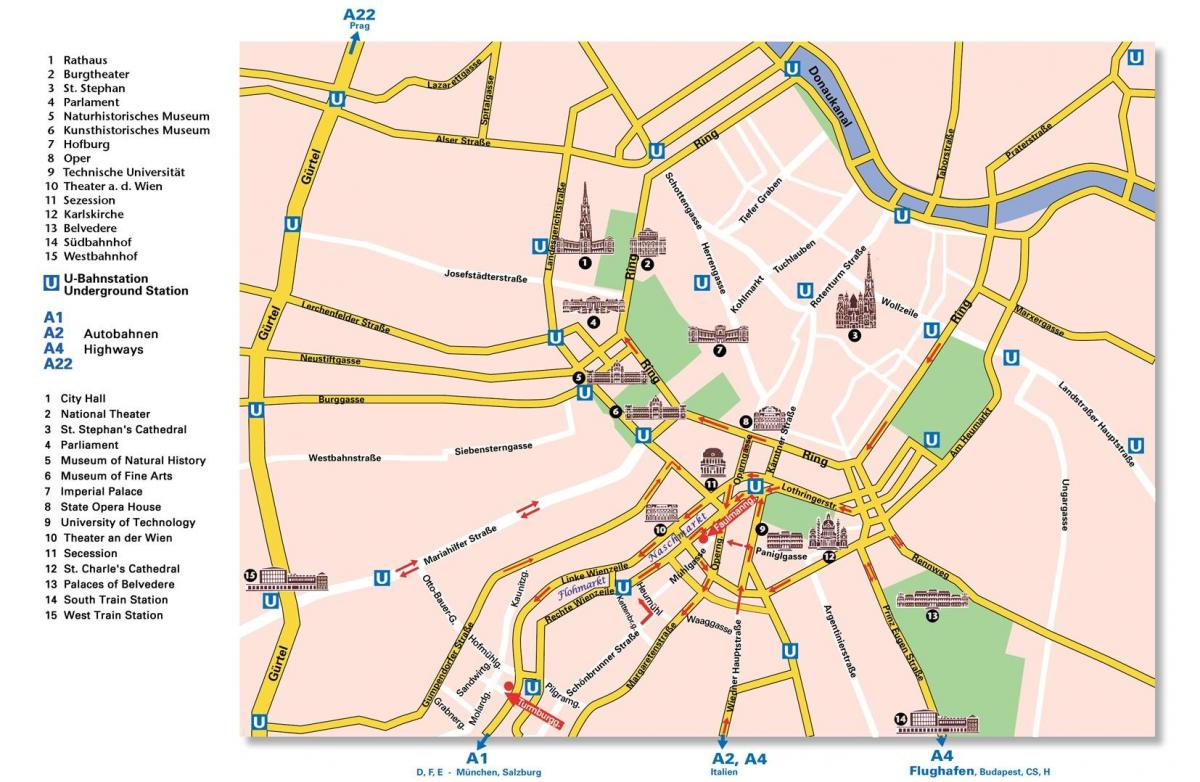 Mapa Vienna ring road 