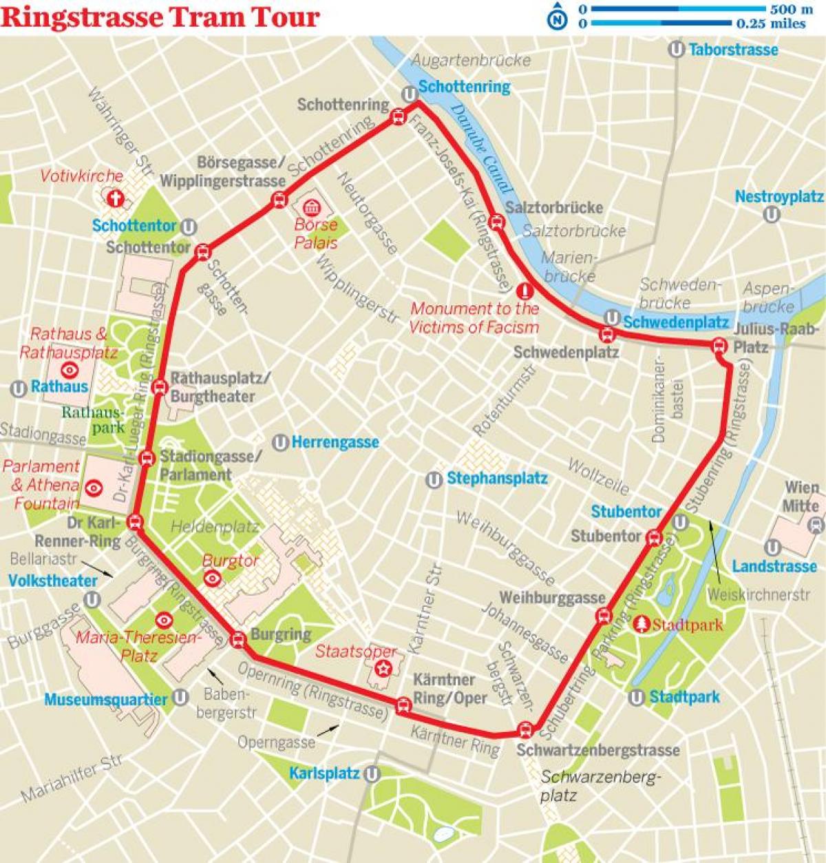 Vienna ring tram trasy mapu
