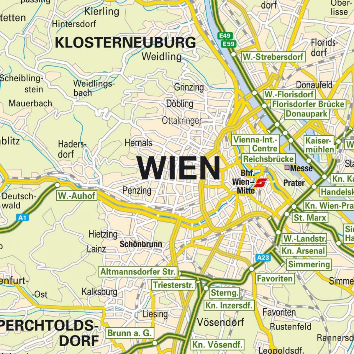 mapa zobrazuje Viedeň