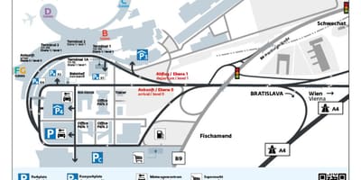 Mapa letiska Viedeň parkovanie